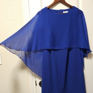 Calvin Klein Royal Blue Cape Dress, Size 4